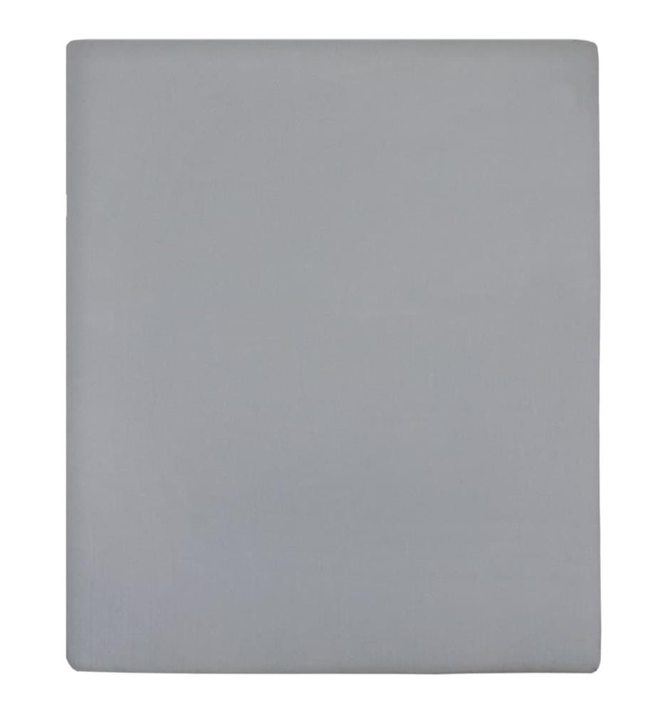 Spannbettlaken 2 Stk. Jersey Grau 140x200 cm Baumwolle