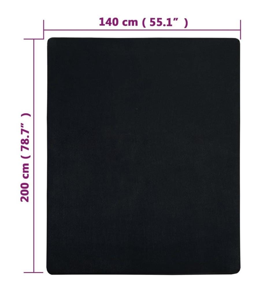 Draps-housses Jersey 2 pcs Noir 140x200 cm Coton