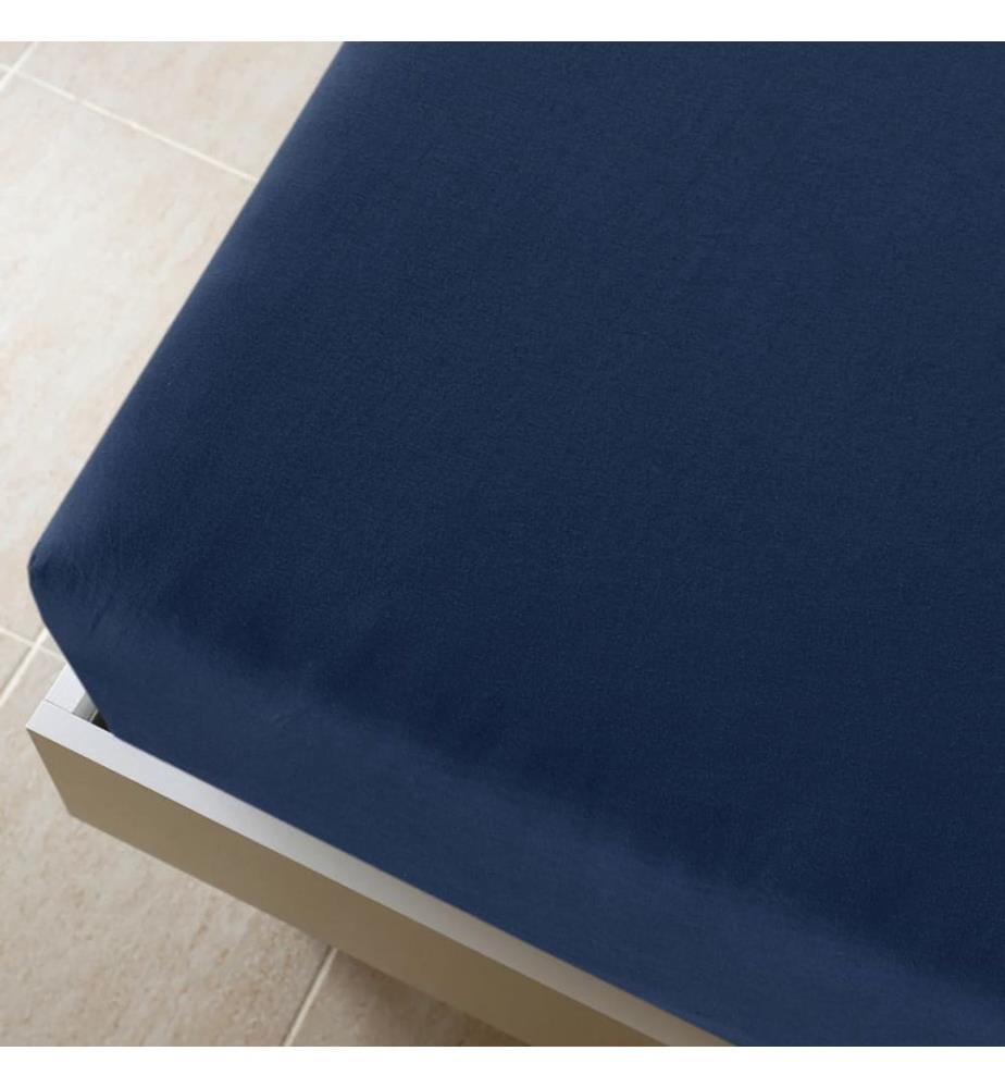 Spannbettlaken Jersey Marineblau 140x200 cm Baumwolle