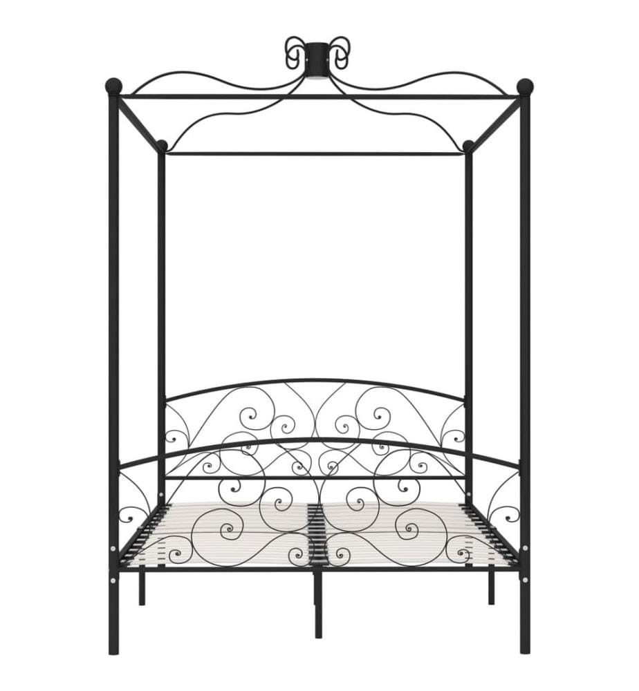 Himmelbett-Gestell Schwarz Metall 140 x 200 cm