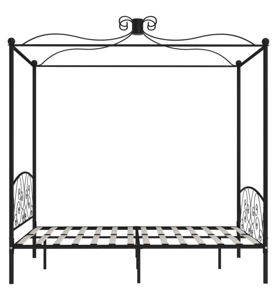 Cadre de lit à baldaquin Noir Métal 160 x 200 cm