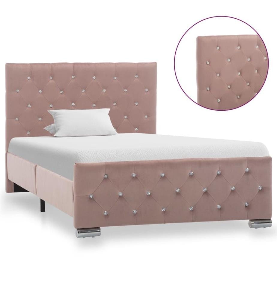 Bettgestell Rosa Samt 100x200 cm