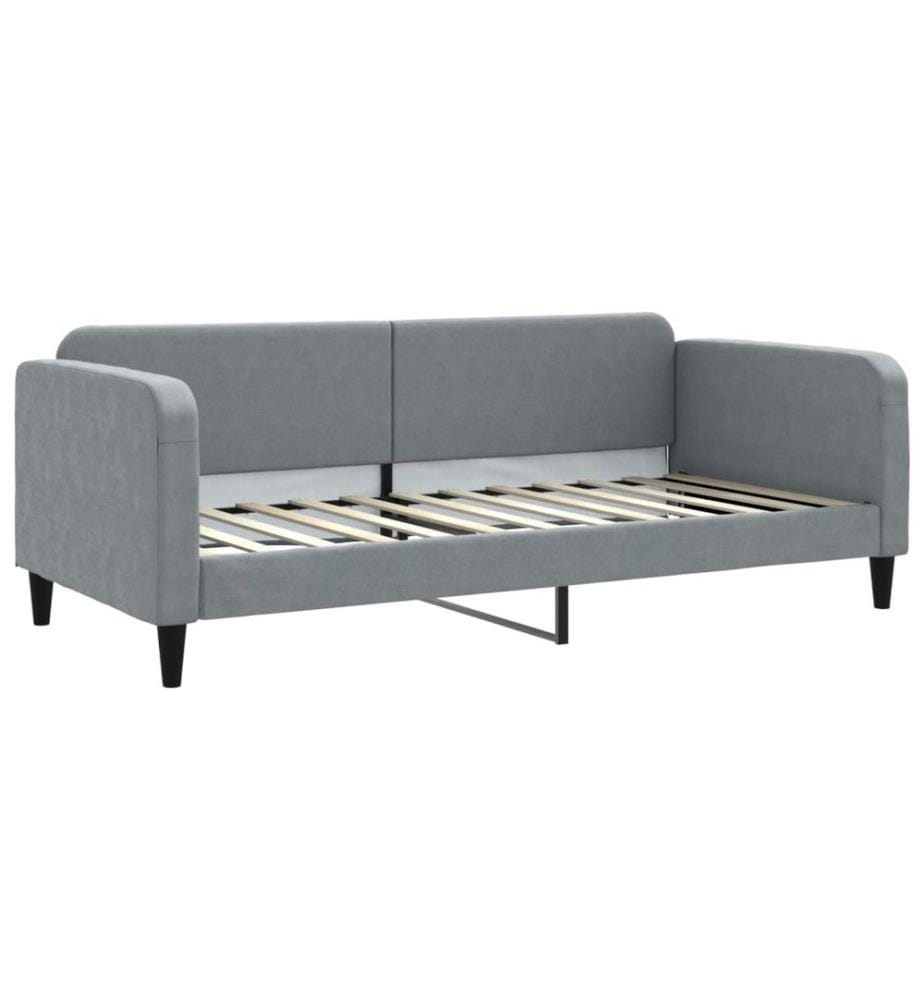 Lit de jour avec gigogne et matelas gris clair 90x200 cm tissu