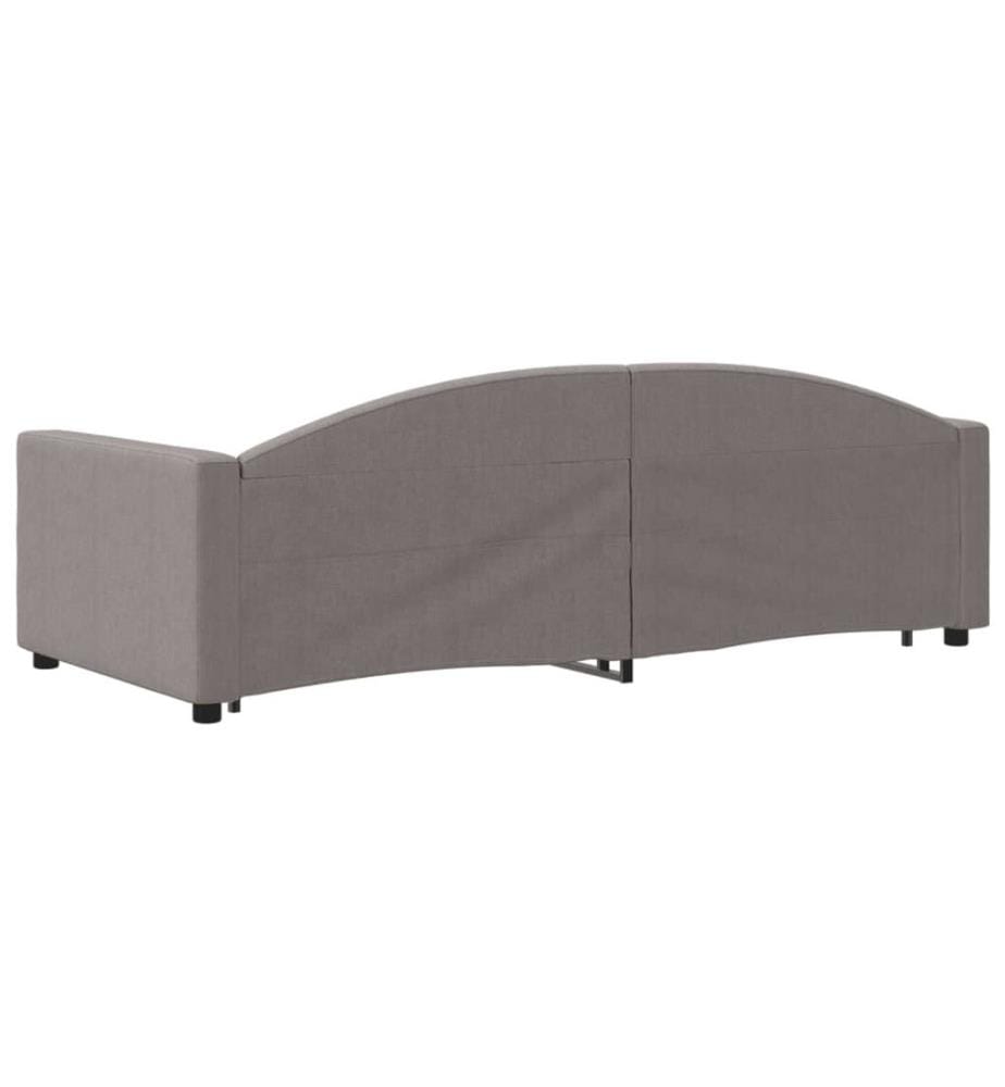 Lit de jour avec gigogne et tiroirs sans matelas taupe 90x200cm
