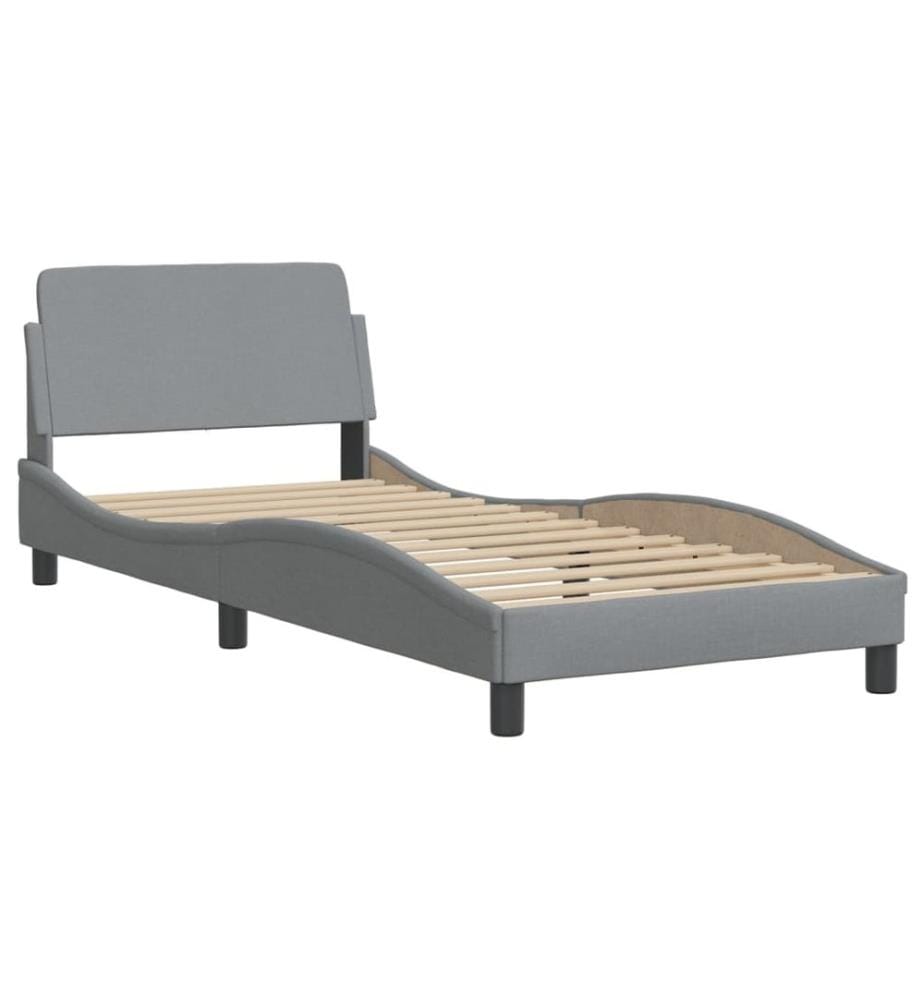 Bett mit Matratze "Dover" Hellgrau 90x200 cm Stoff