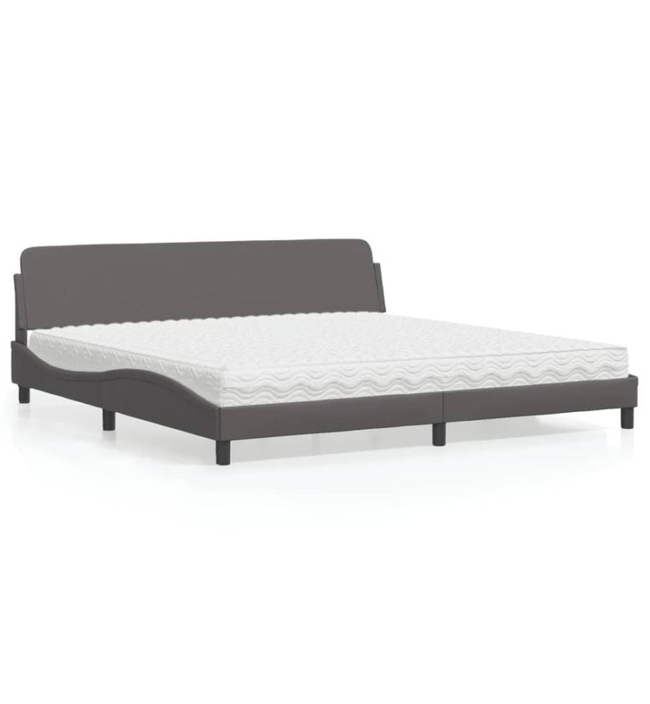 Bett mit Matratze "Dover" Grau 200x200 cm Kunstleder