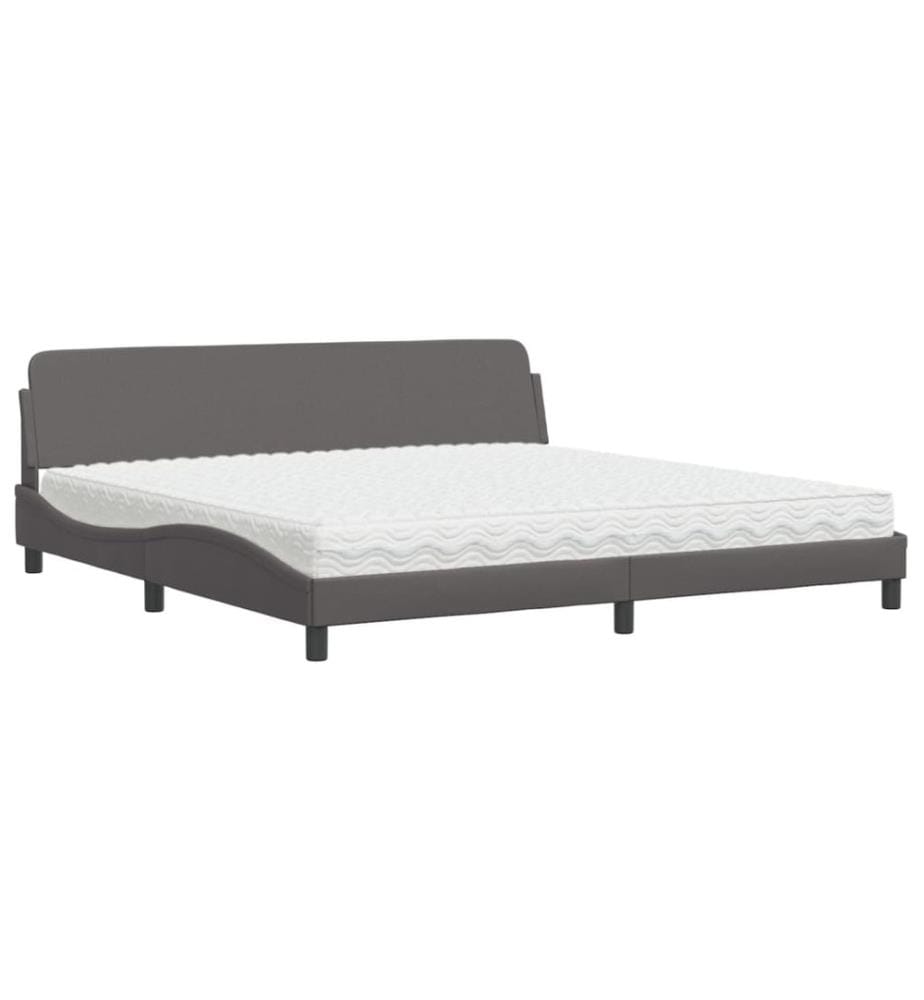 Bett mit Matratze "Dover" Grau 200x200 cm Kunstleder