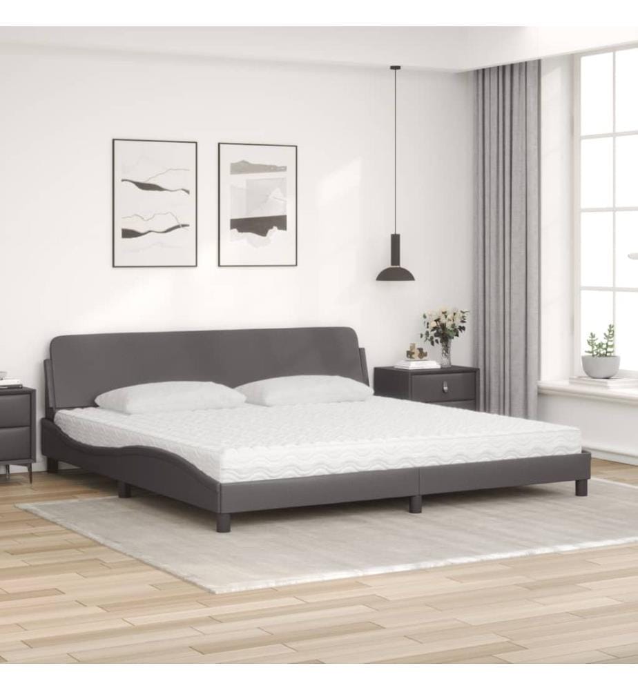 Bett mit Matratze "Dover" Grau 200x200 cm Kunstleder