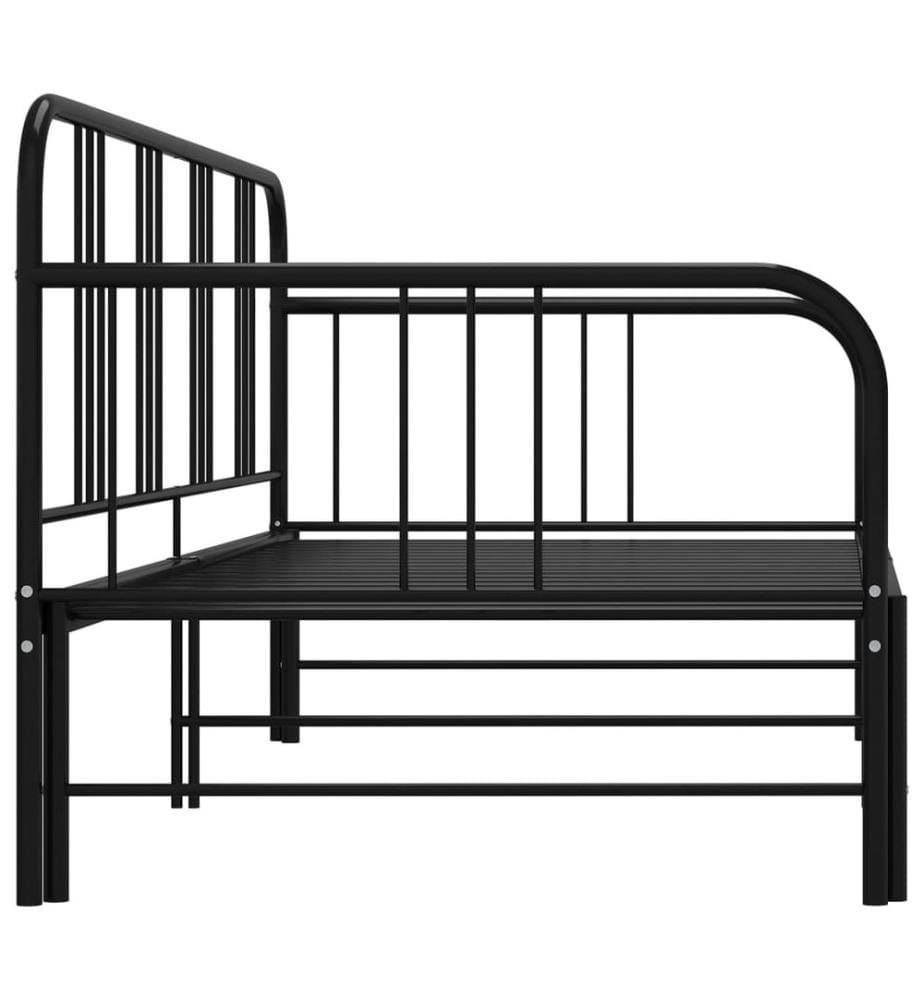 Cadre de canapé-lit extensible sans matelas Noir Métal 90x200cm