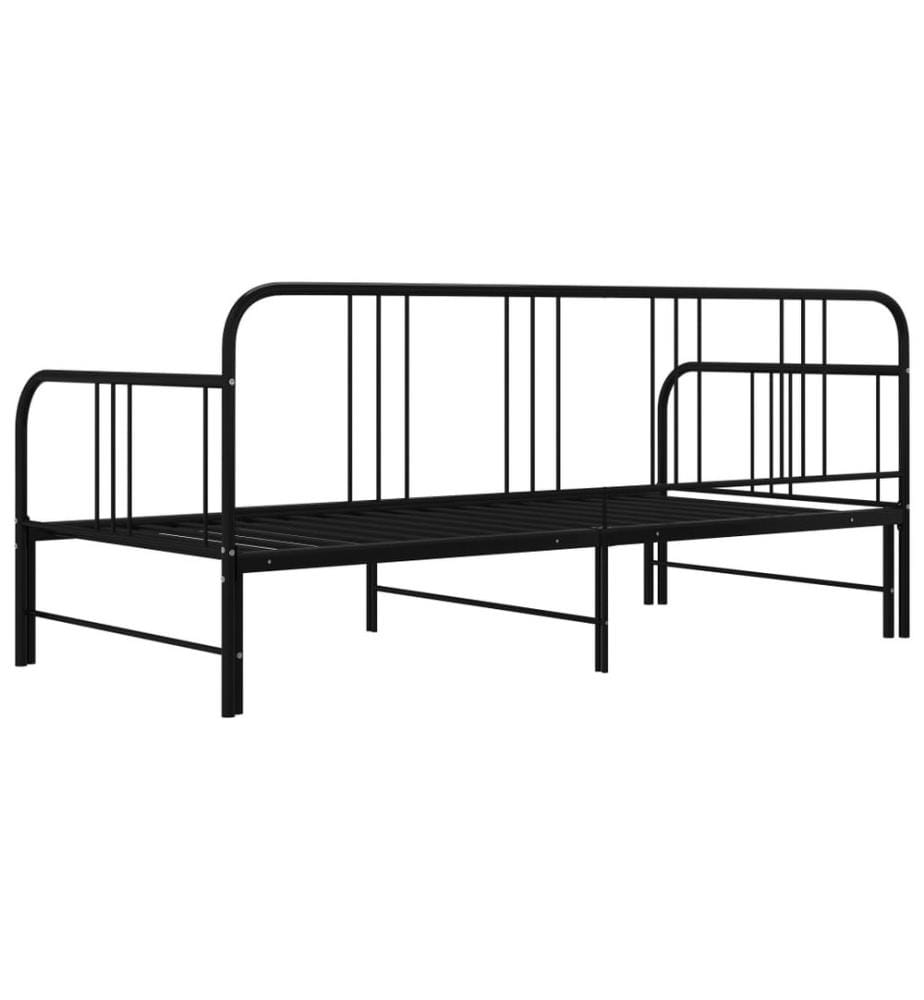 Cadre de canapé-lit extensible sans matelas Noir Métal 90x200cm
