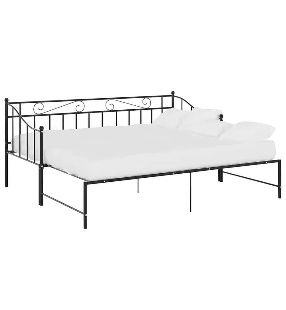 Ausziehsofa Bettgestell Schwarz Metall 90x200 cm