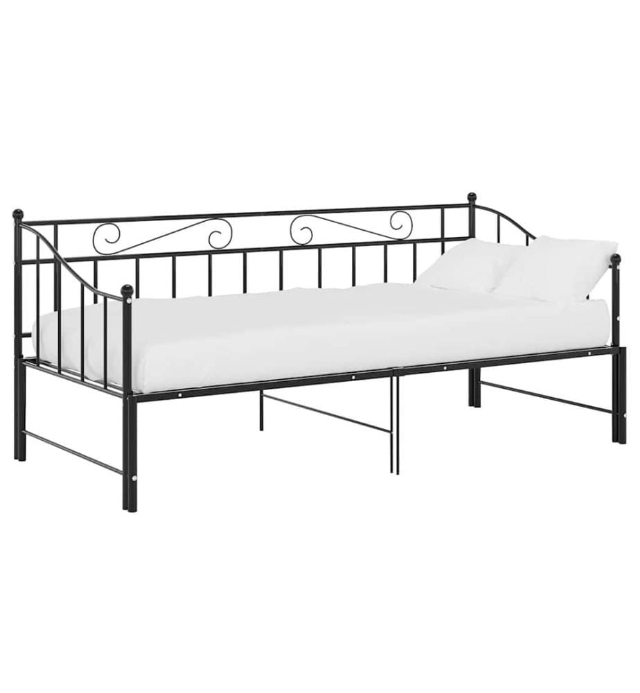 Ausziehsofa Bettgestell Schwarz Metall 90x200 cm