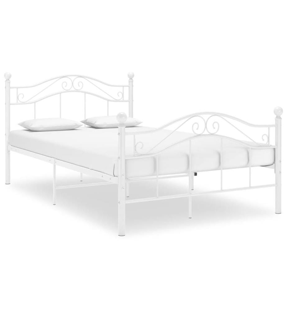 Cadre de lit sans matelas blanc métal 120x200 cm