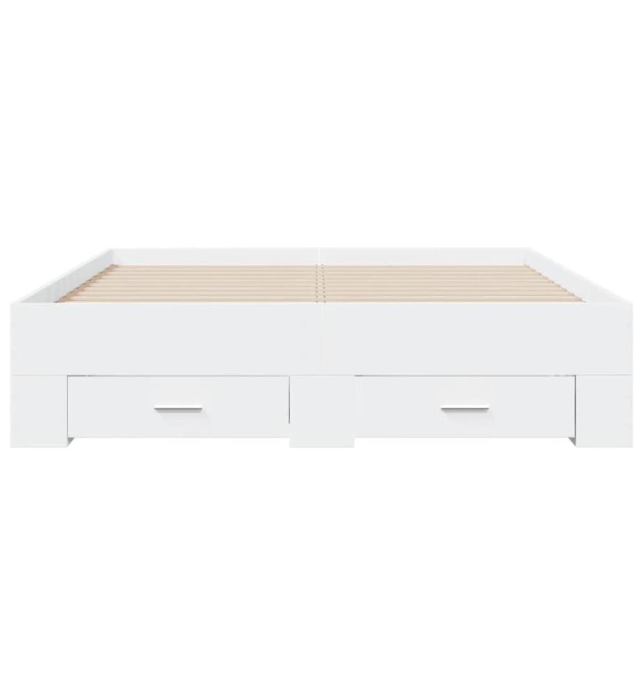 Cadre de lit avec tiroirs sans matelas blanc 120x200 cm