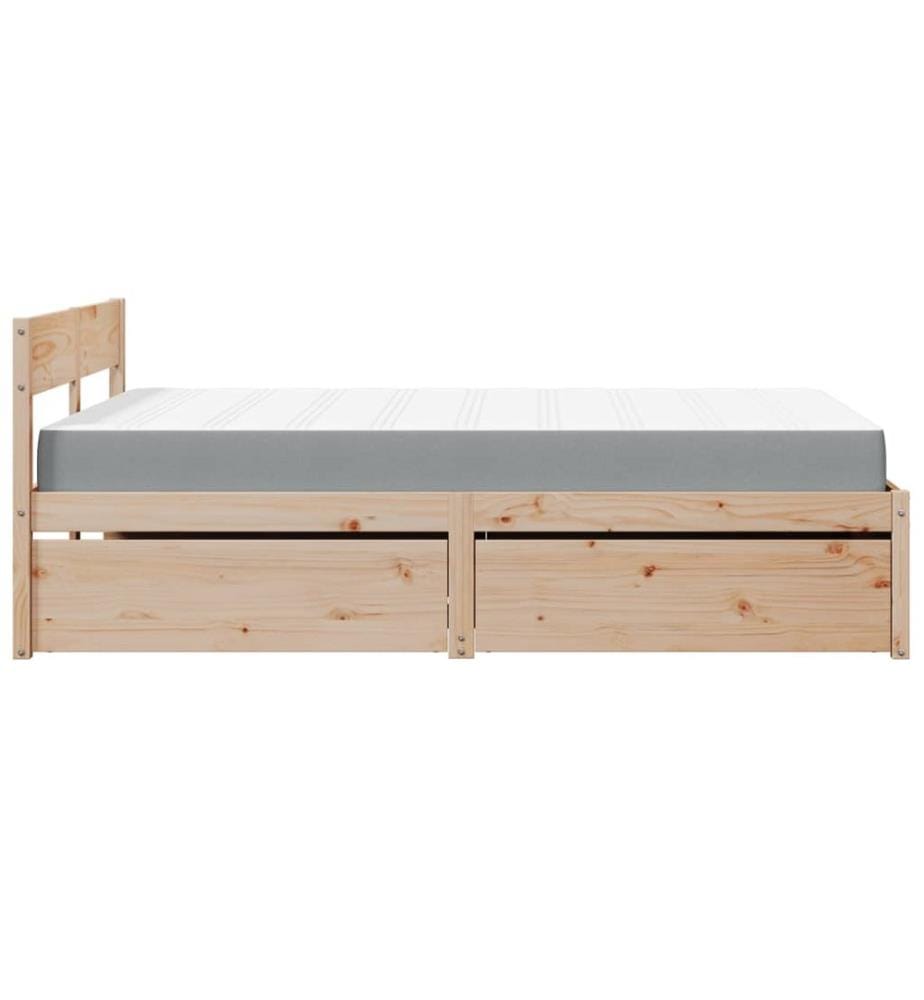 Bett mit Schubladen und Matratze 120x200 cm Massivholz Kiefer