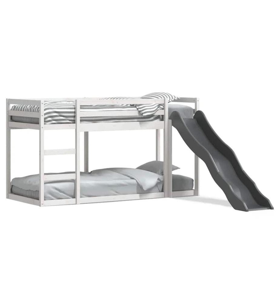 Lit superposé avec toboggan et échelle sans matelas 90x200 cm