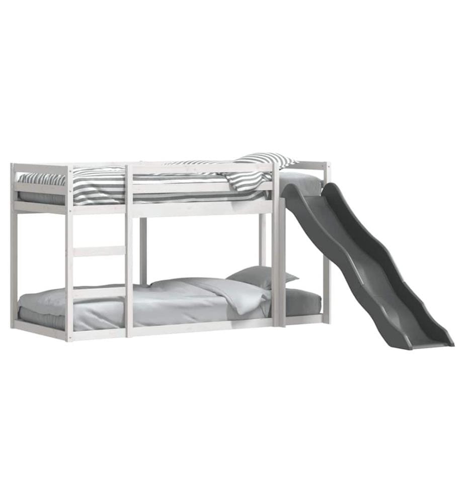 Lit superposé avec toboggan et échelle sans matelas 90x200 cm