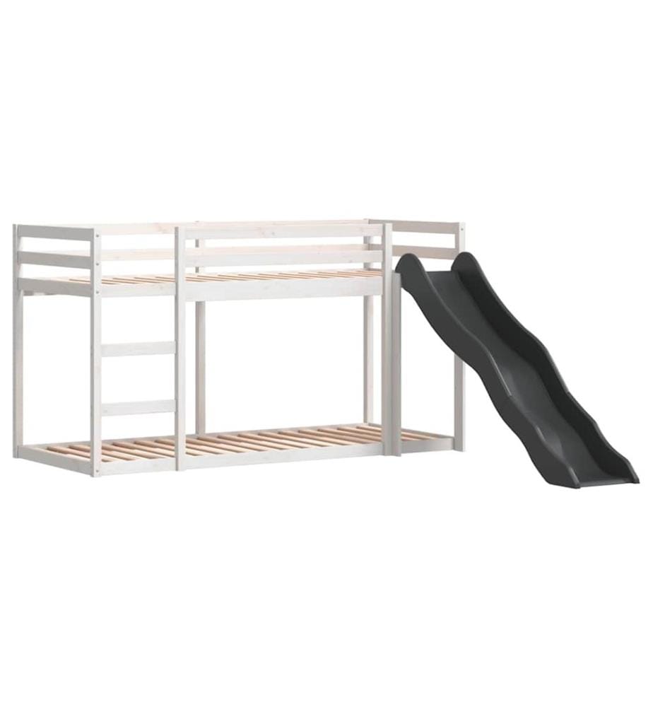 Lit superposé avec toboggan et échelle sans matelas 90x200 cm