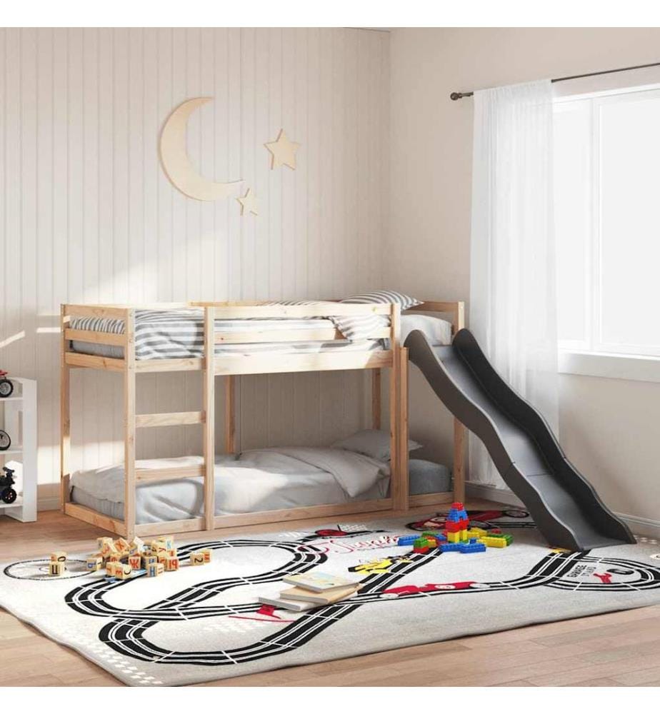 Lit superposé avec toboggan et échelle sans matelas 90x190 cm