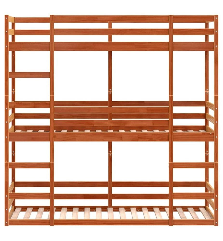 Lit superposé triple sans matelas 90x190 cm bois de pin massif