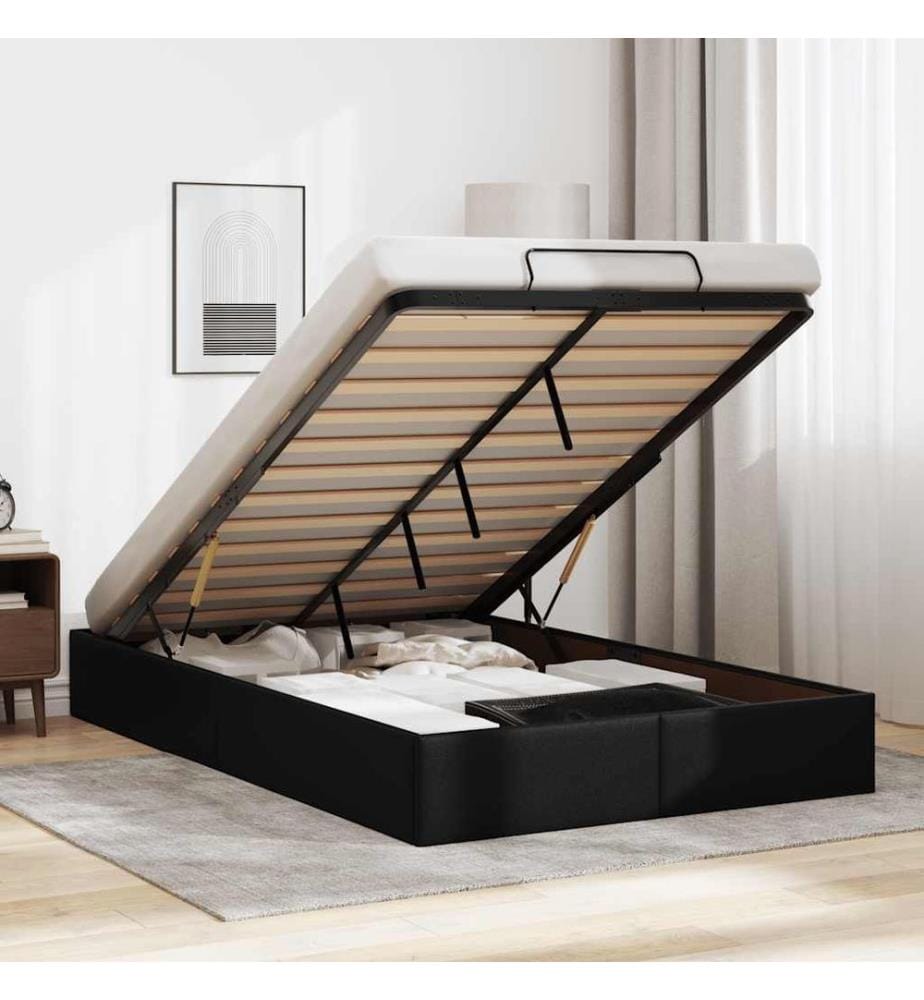 Ottoman-Bett ohne Matratze Schwarz 120x200 cm Kunstleder