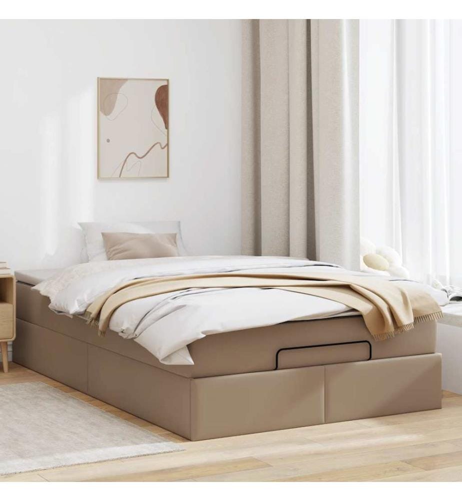 Ottoman-Bett mit Matratze Cappuccino-Braun 120x190cm Kunstleder