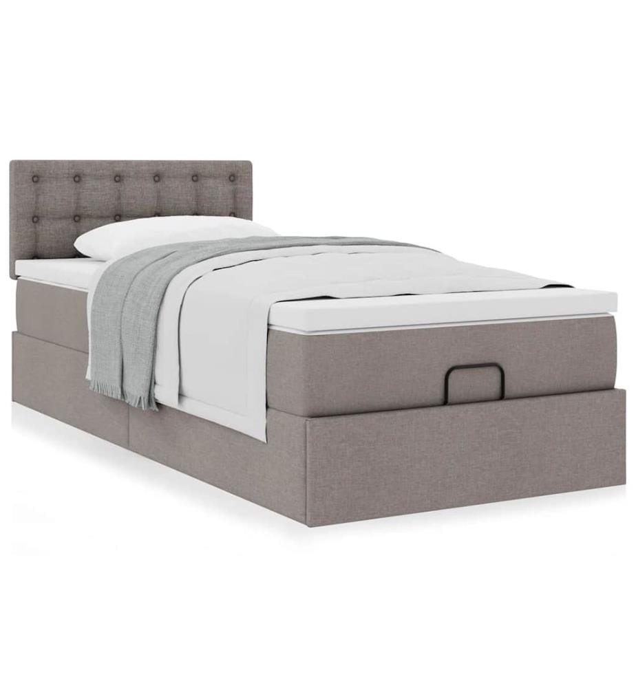 Ottoman-Bett mit Matratze Taupe 90x200 cm Stoff