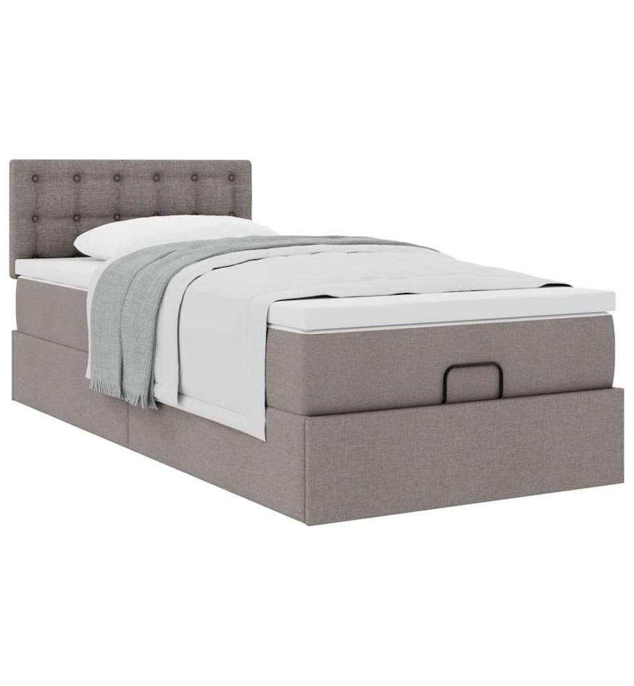 Ottoman-Bett mit Matratze Taupe 90x200 cm Stoff