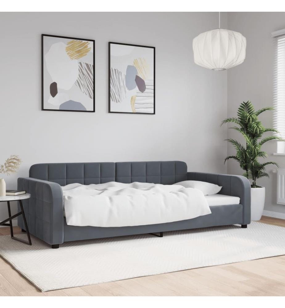 Lit de repos sans matelas gris foncé 100x200 cm velours