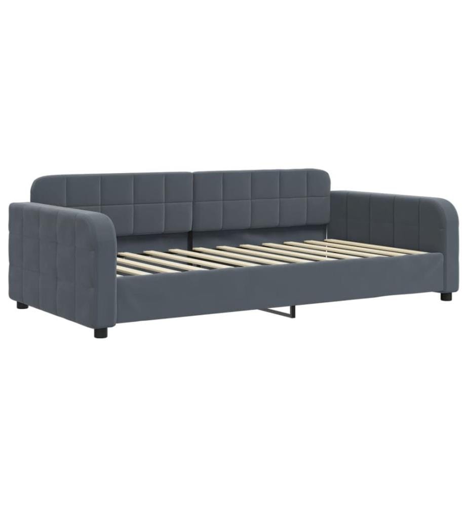 Lit de repos sans matelas gris foncé 100x200 cm velours