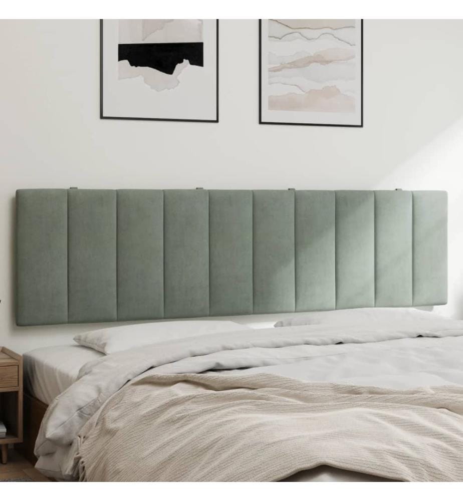 Coussin de tête de lit Hanko gris clair 180 cm velours