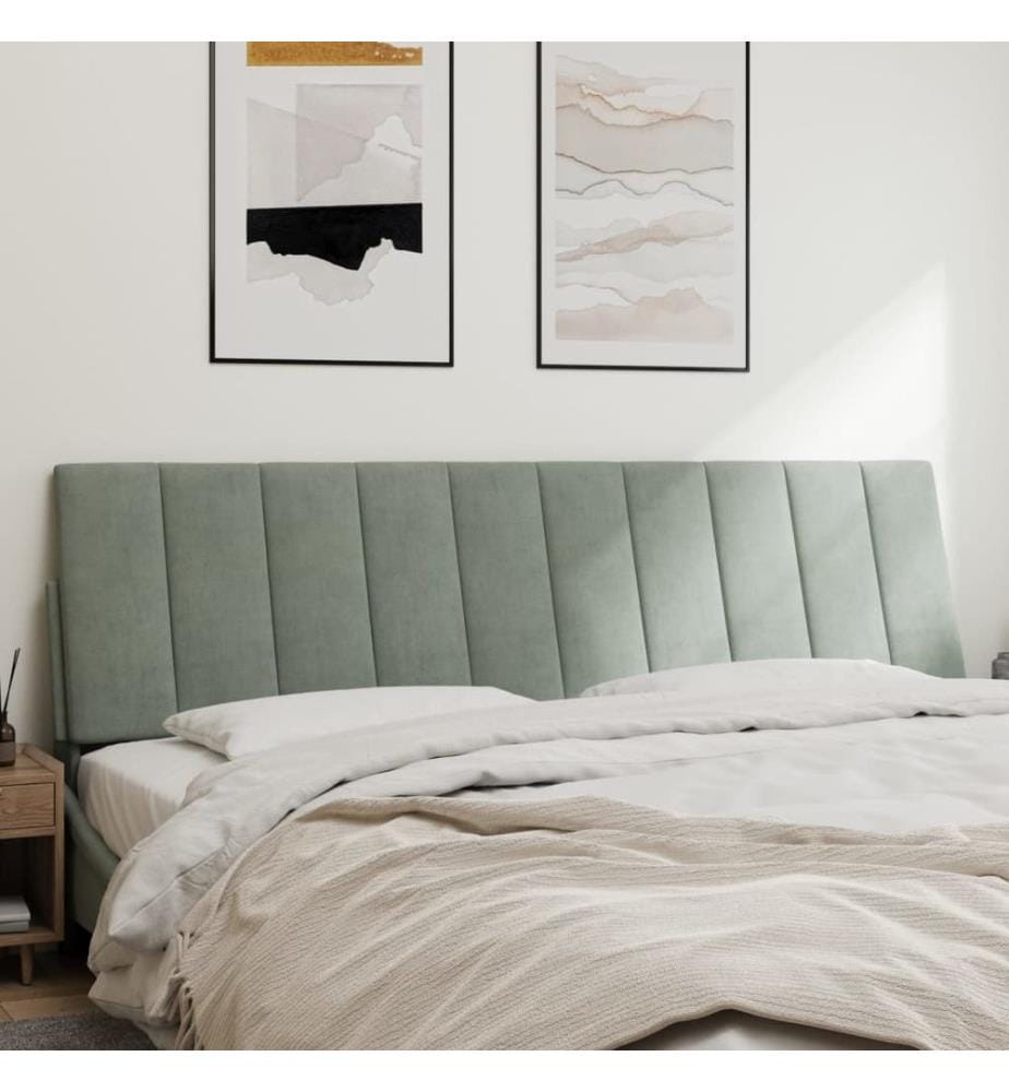 Coussin de tête de lit Hanko gris clair 180 cm velours