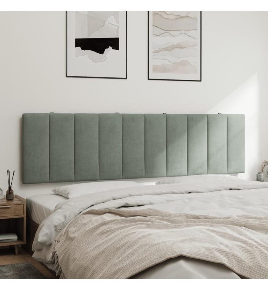 Coussin de tête de lit Hanko gris clair 180 cm velours