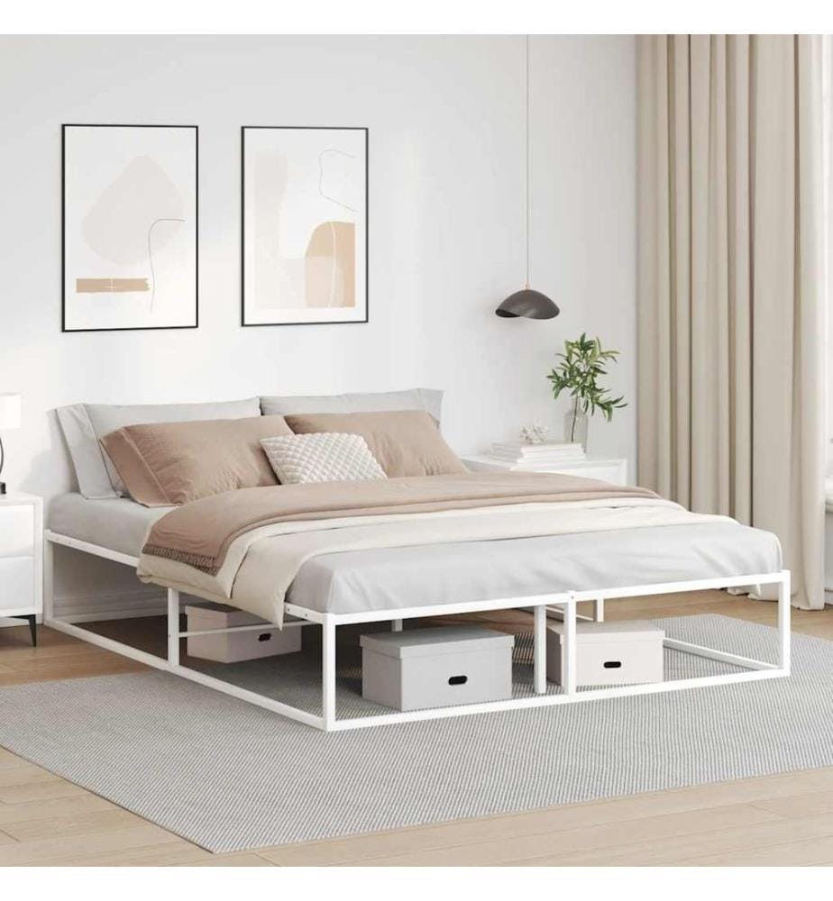 Cadre de lit sans matelas blanc 160x200 cm métal