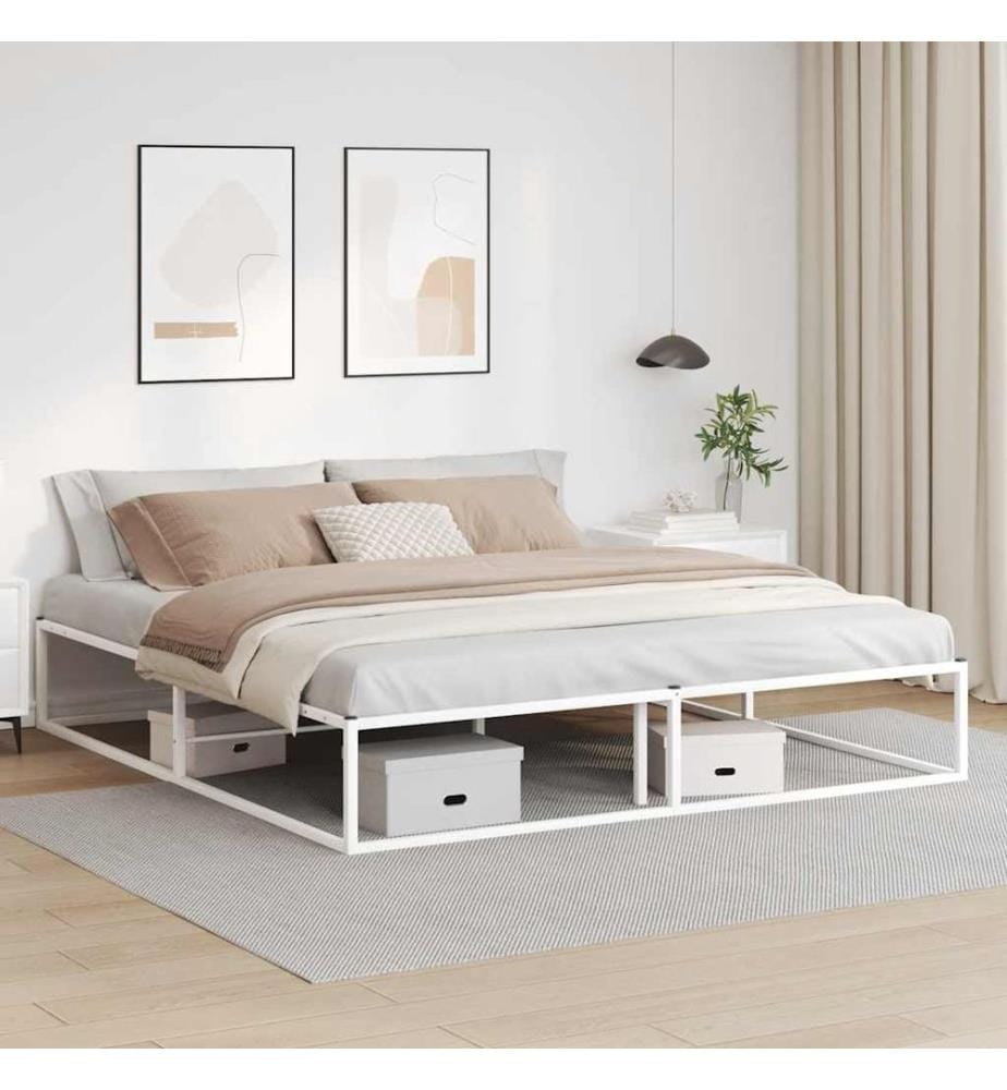 Cadre de lit sans matelas blanc 180x200 cm métal
