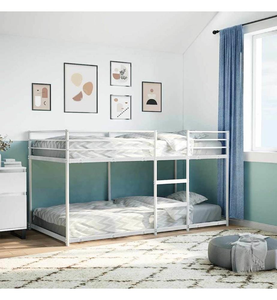 Lit superposé sans matelas blanc 90x200 cm acier