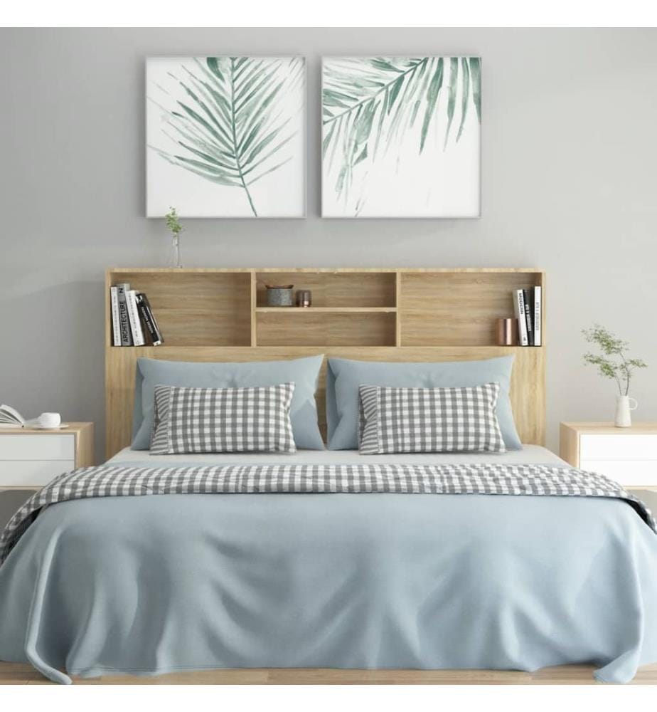 Bett-Kopfteil mit Ablagen Sonoma-Eiche 160x19x103,5 cm