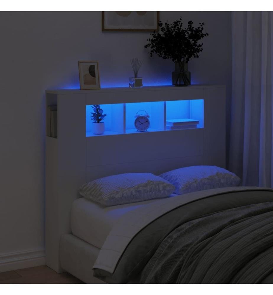 LED-Kopfteil Weiss 120x18,5x103,5 cm Holzwerkstoff