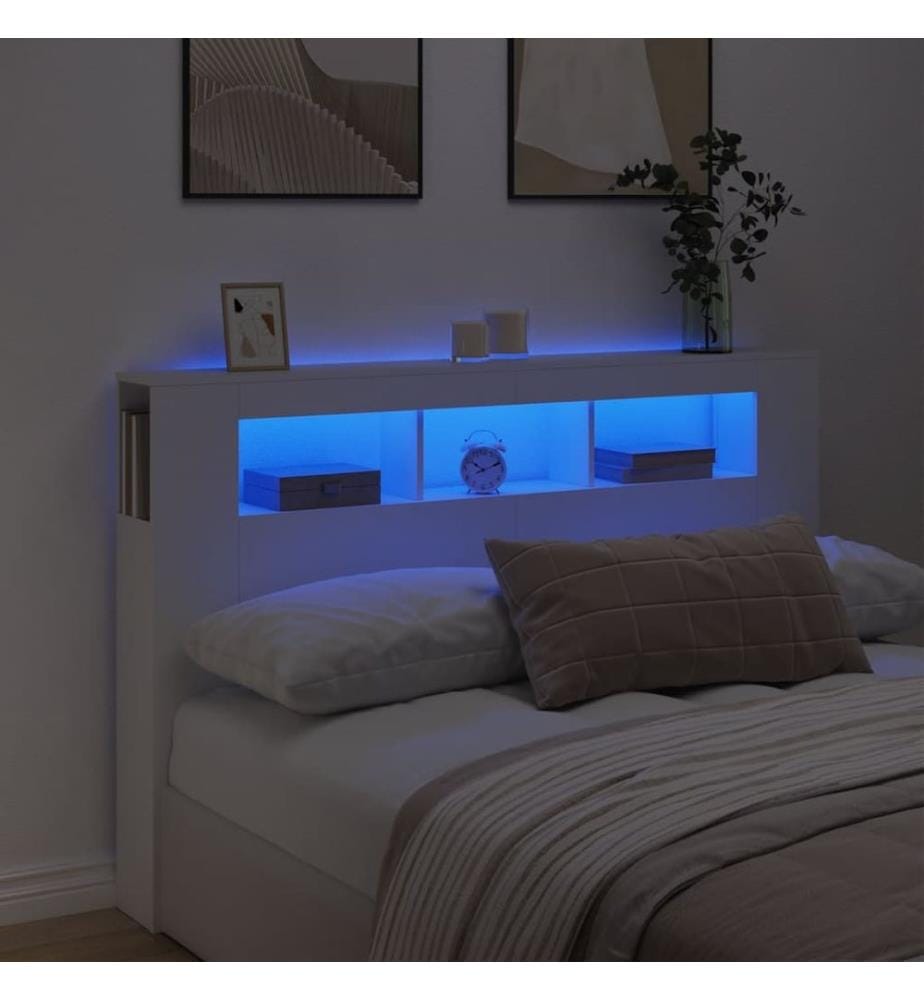 LED-Kopfteil Weiss 160x18,5x103,5 cm Holzwerkstoff