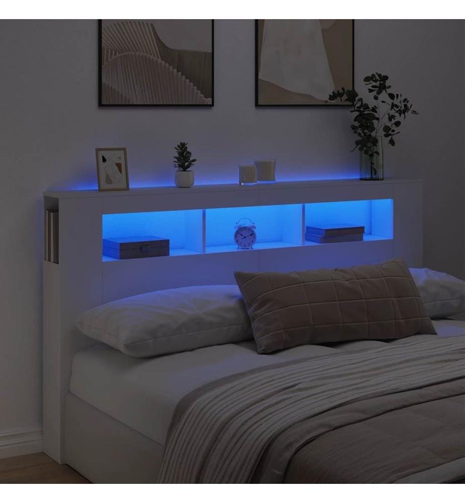 LED-Kopfteil Weiss 180x18,5x103,5 cm Holzwerkstoff