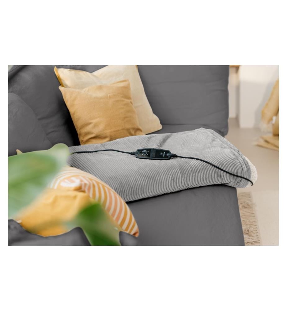 BEURER - Wärmedecke HD 81 Cord Light Grey Green Planet