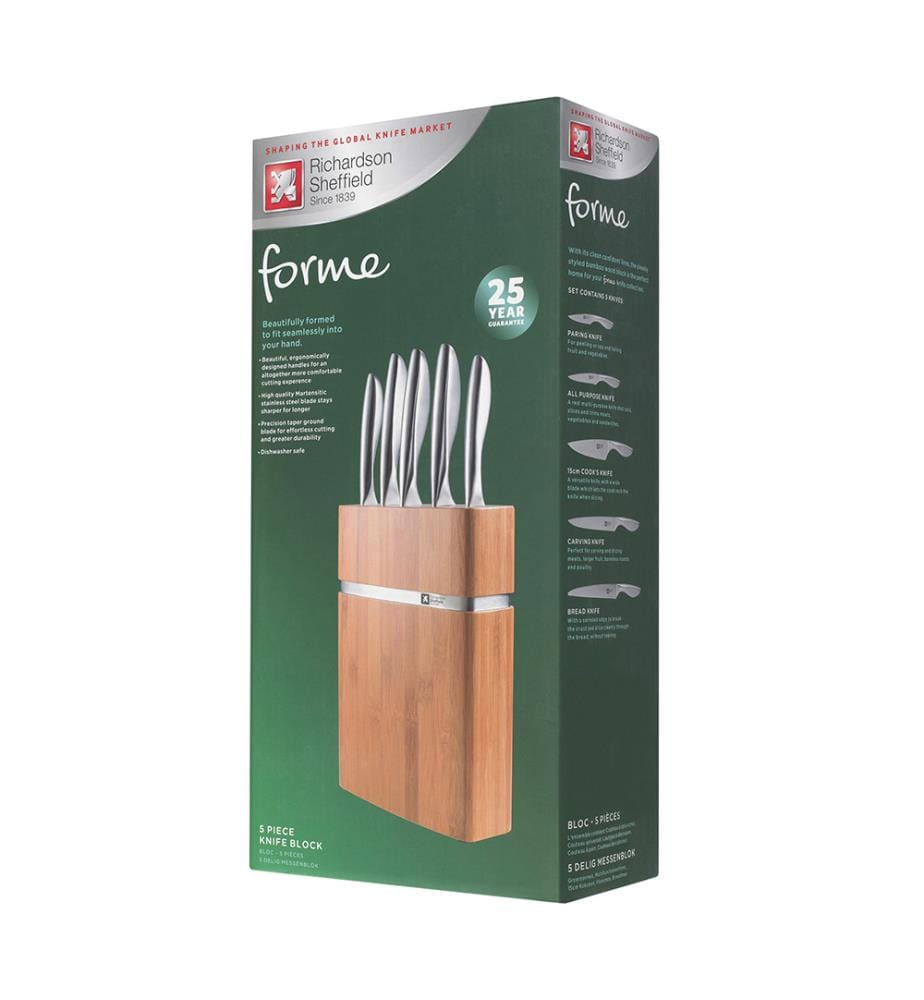 5 coltelli da cucina a forma di blocco in bambù