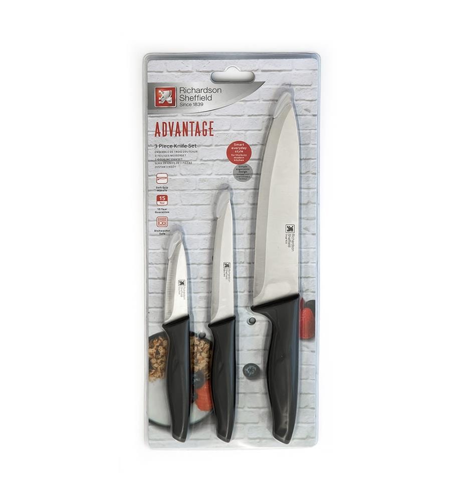 Set de 3 Couteaux Office, Utile et Chef Advantage - Noir