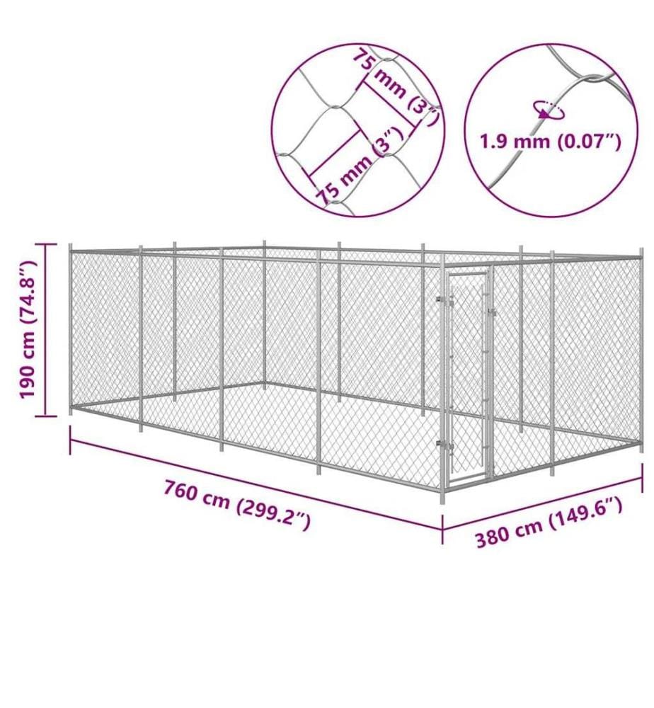 Outdoor-Hundezwinger 7,6x3,8x1,9 m