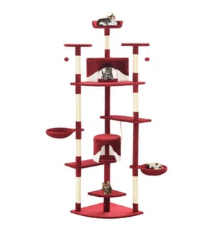 Arbre à chat avec griffoirs en sisal 203 cm Rouge et Blanc