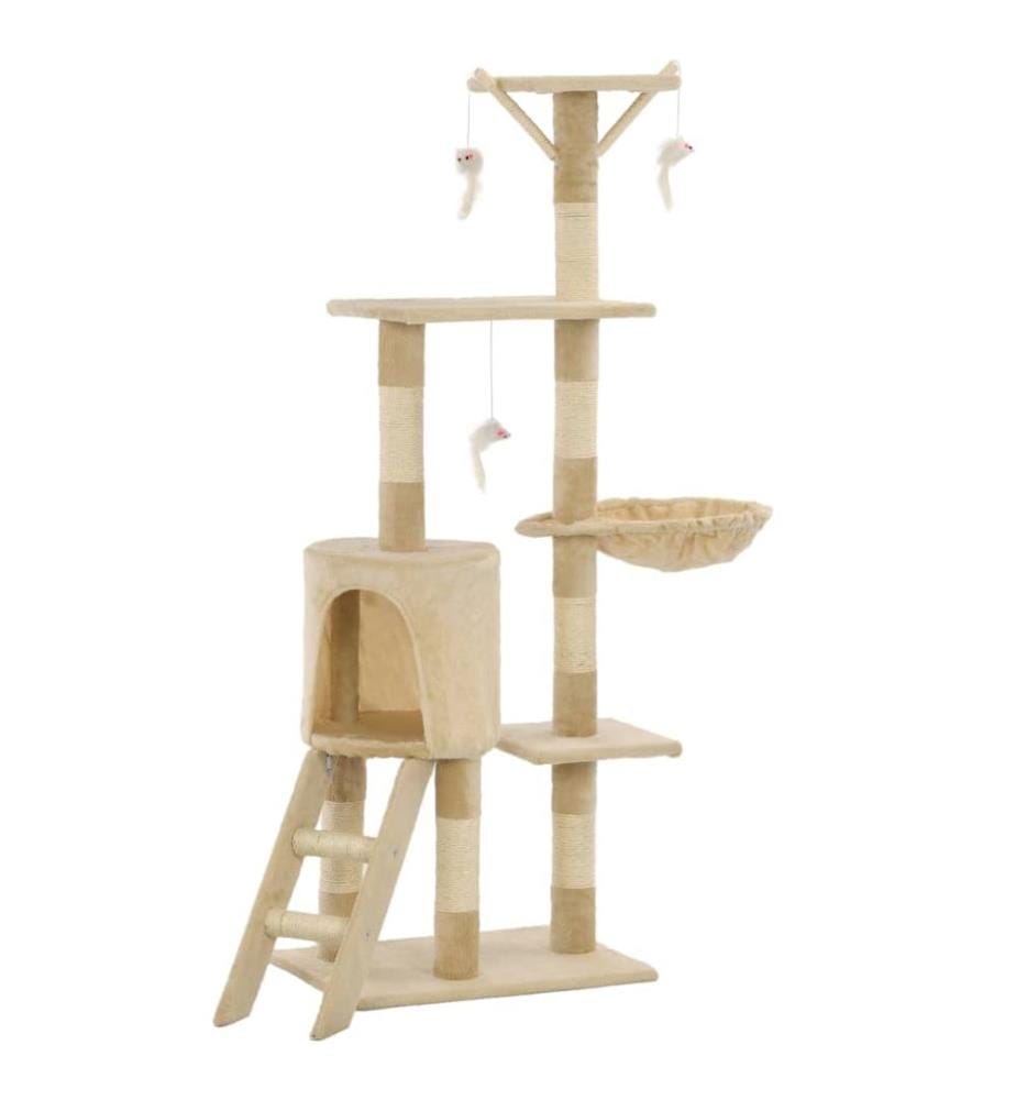 Katzen-Kratzbaum mit Sisal-Säulen 138 cm Beige