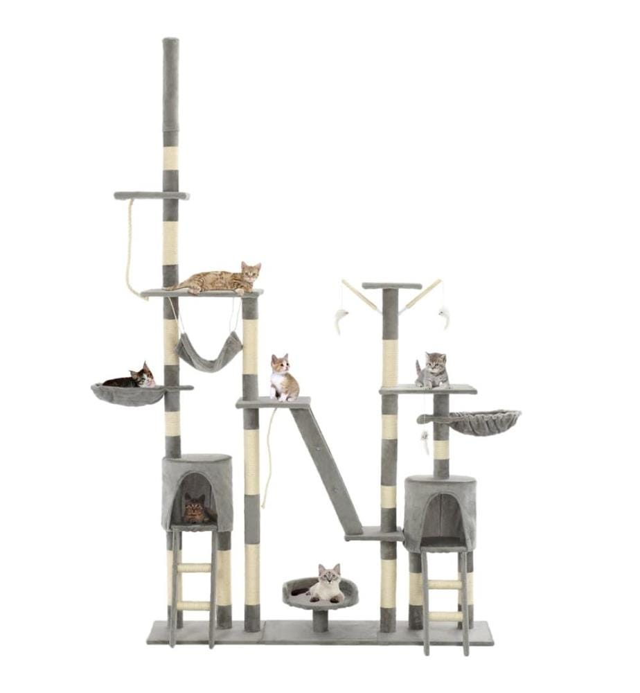 Katzen-Kratzbaum mit Sisal-Kratzsäulen 230 - 250 cm Grau