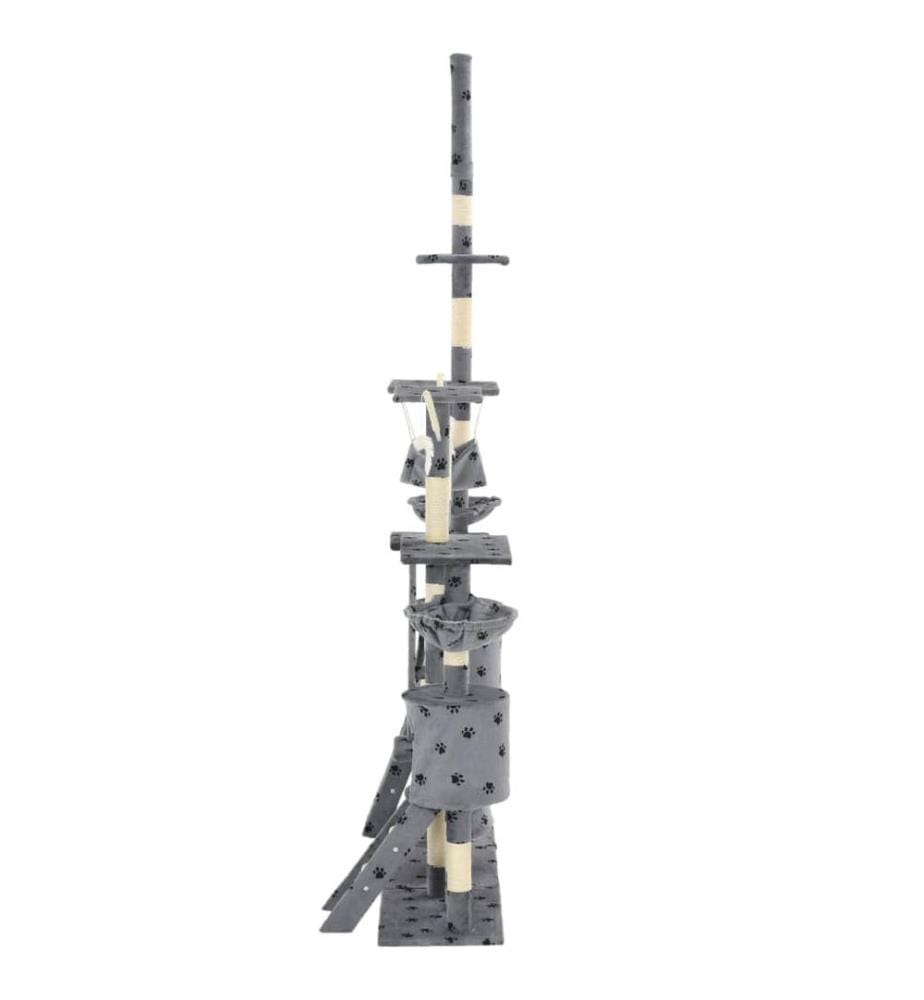 Katzen-Kratzbaum Sisal 230-250 cm Pfoten-Aufdruck Grau