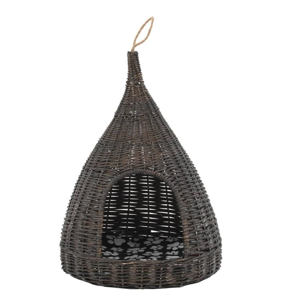 Panier pour chats avec coussin Gris 40x60 cm Saule naturel