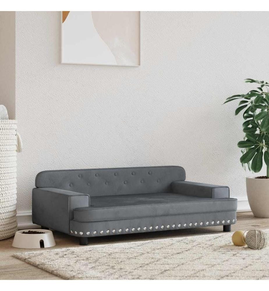Hundebett Dunkelgrau 90x53x30 cm Samt